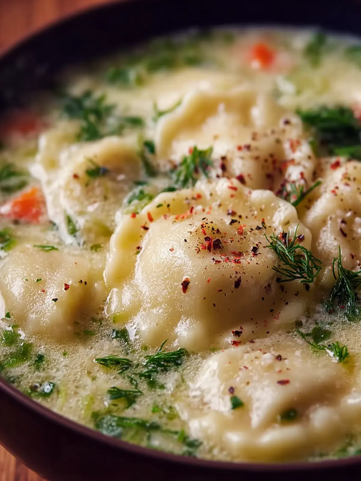 Creamy Dill Pierogi Soup First Image