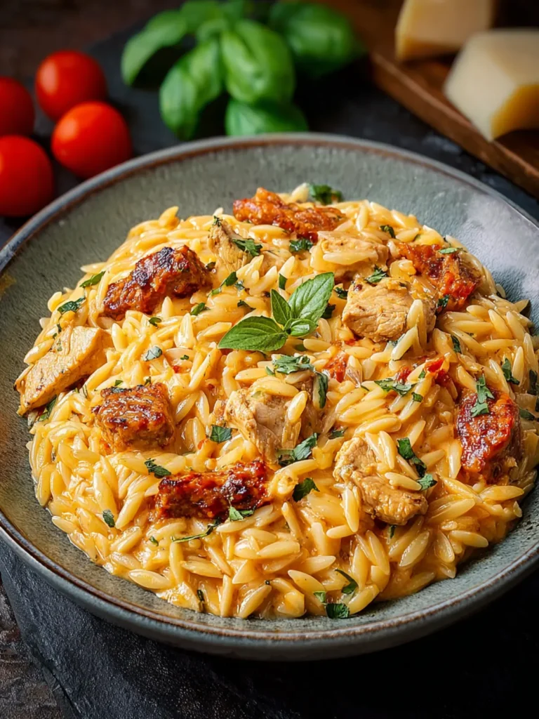 Irresistible Creamy Chicken Chorizo Orzo Recipe Delight First Image