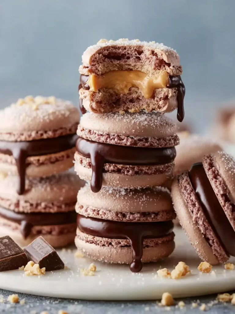 Chocolate Peanut Butter Macarons First Image