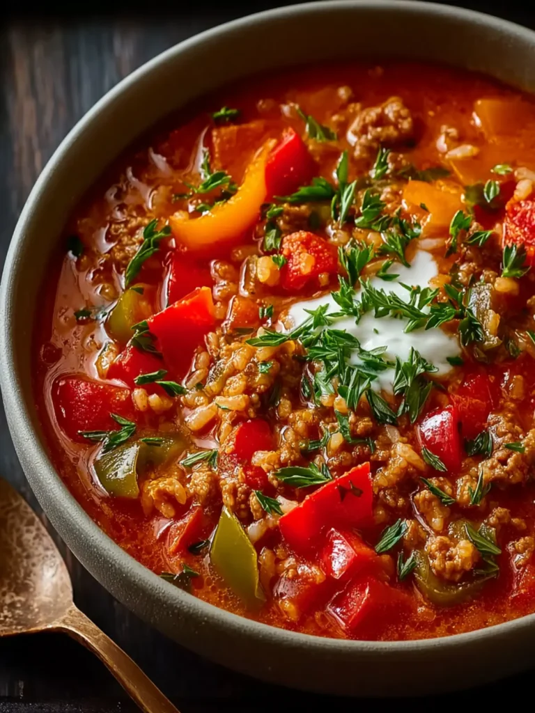 Slow Cooker Stuffed Pepper Soup First Image