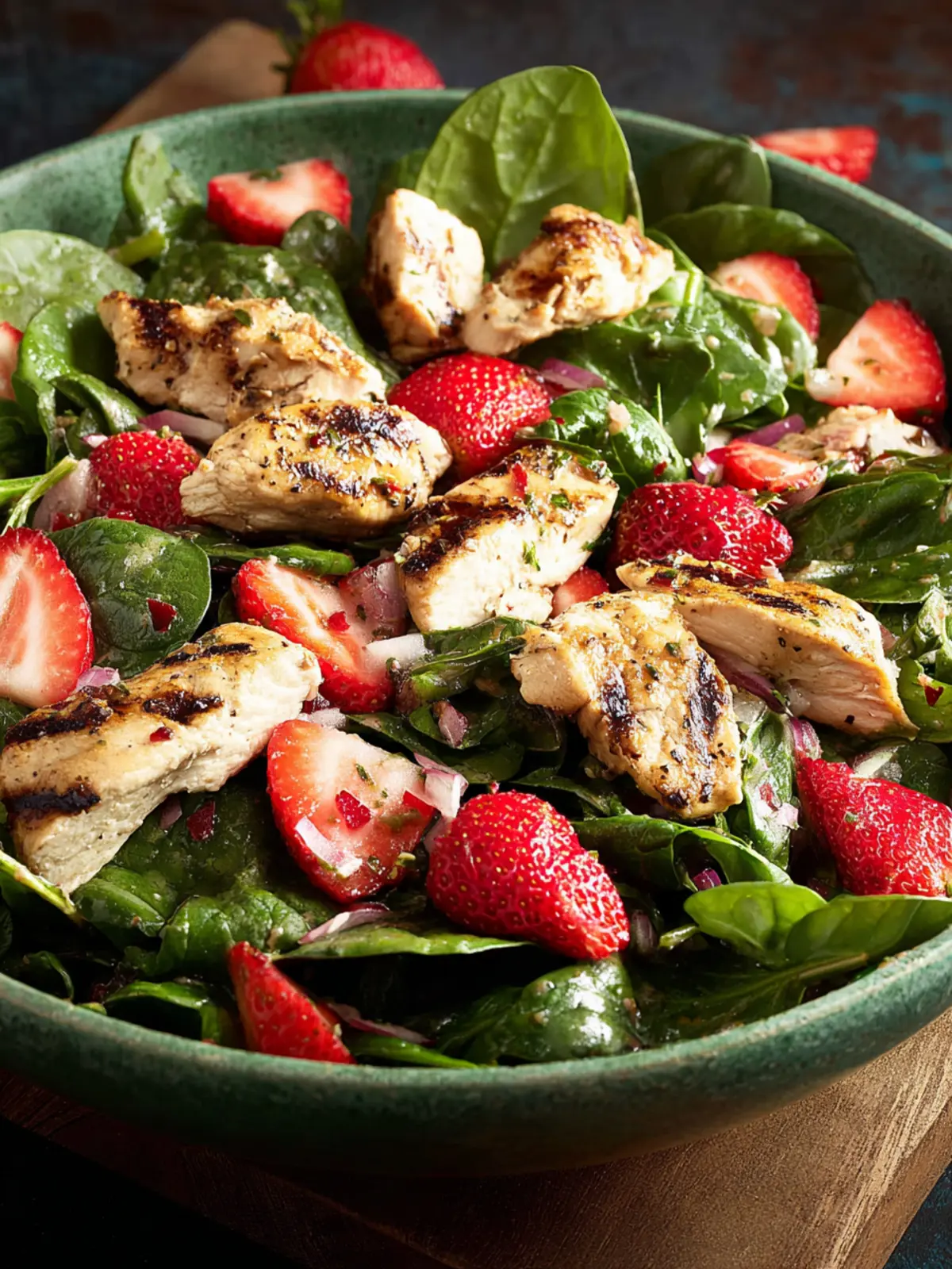 Chicken Strawberry Spinach Salad with Ginger-Lime Dressing First Image