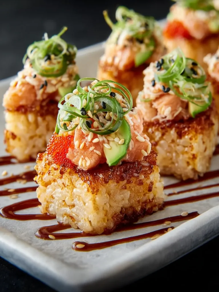 Spicy Salmon Crispy Rice Bites: The Ultimate Crunchy, Savory, Sushi-Inspired Appetizer at Home First Image