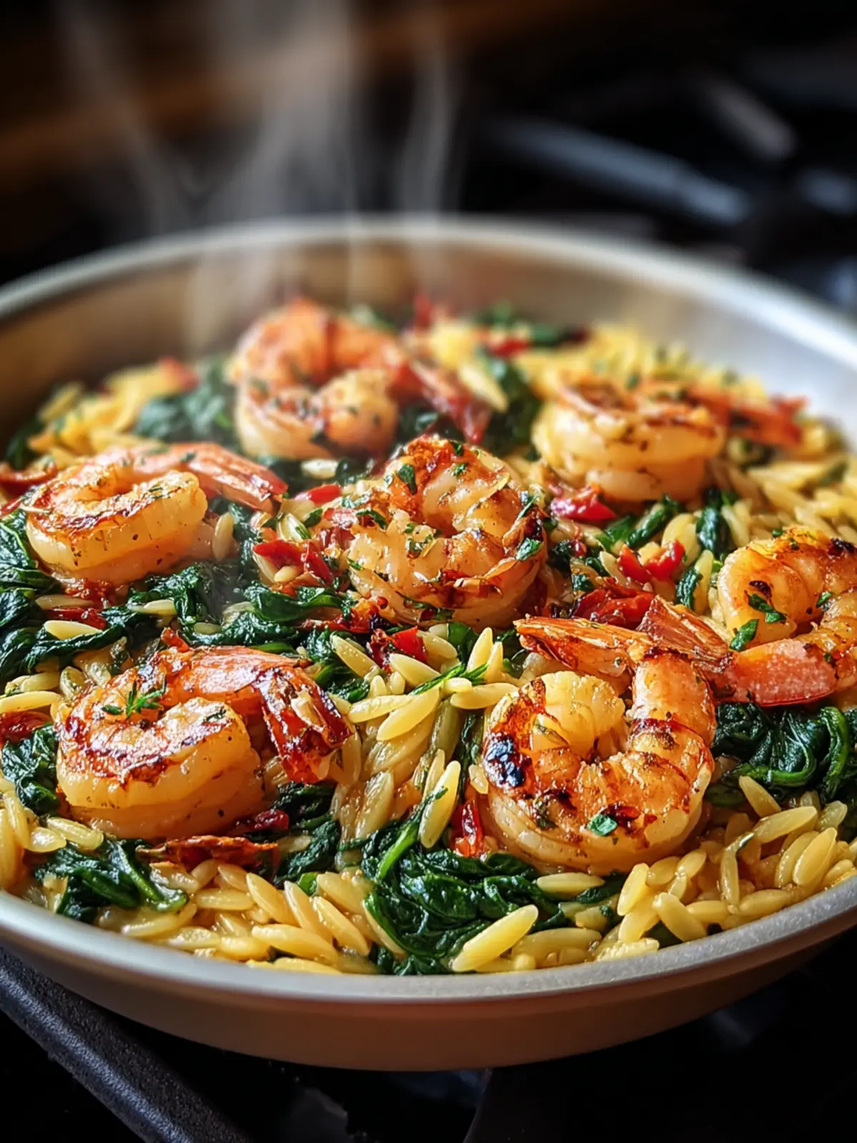 Irresistible 25-Minute Shrimp and Spinach Orzo Skillet First Image