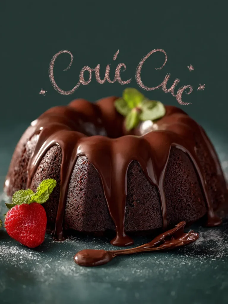 Chocolate Brownie Bundt Cake with Chocolate Ganache Recipe First Image