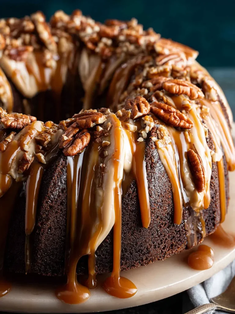 Caramel Chocolate Pecan Turtle Bundt Cake First Image